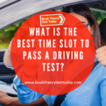 Woman with glasses passes driving test.